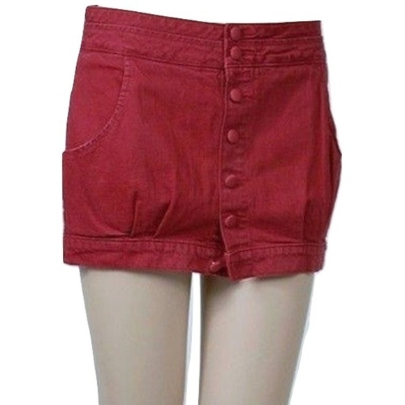 New Nordstrom Found Denim Red Francoise Mini Skirt - Picture 1 of 4